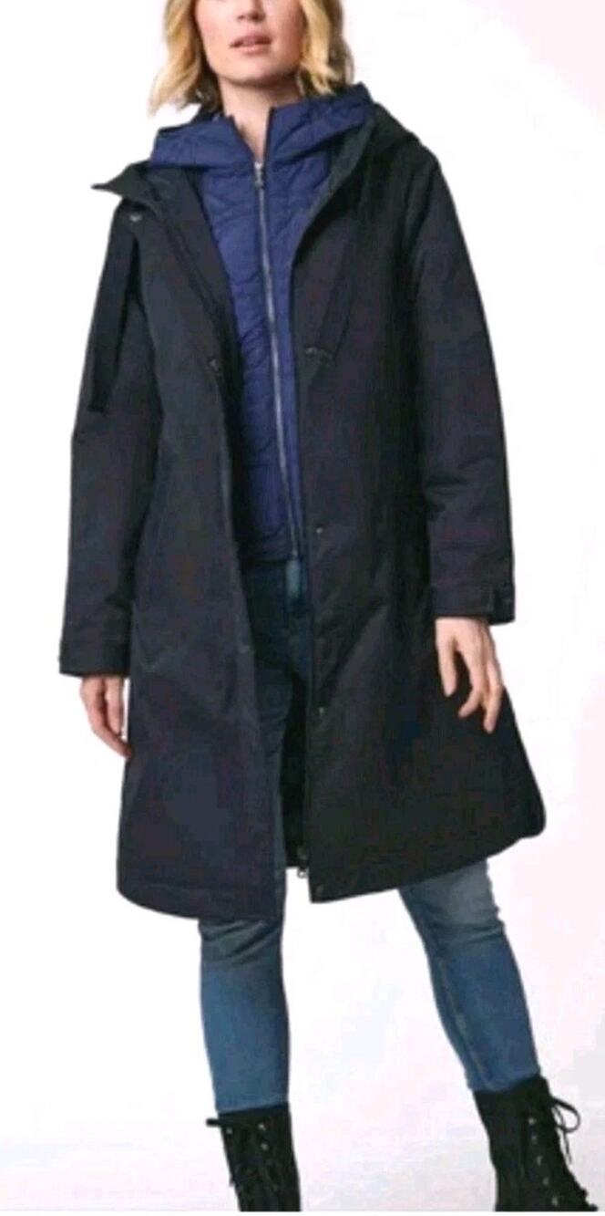 BERNARDO ~Woman Size M~ Navy Blue Modern Utility Raincoat NWT.